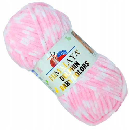Włóczka HIMALAYA Dolphin Baby COLORS pluszowa 100g RÓŻOWO BIAŁA 80424