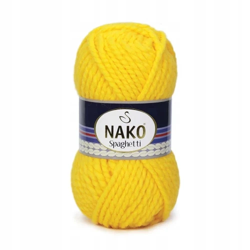 Włóczka NAKO Spaghetti Gruba Akryl 100g ŻÓŁTA 1253