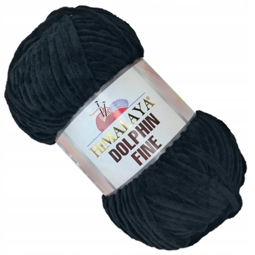 Włóczka pluszowa cienka HIMALAYA Dolphin Fine 100g/175m CZARNA 80508