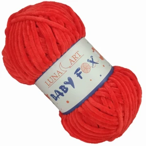 Włóczka Baby Fox pluszowa gruba 100g JASNA CZERWONA 08