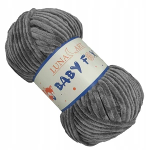 Włóczka Baby Fox pluszowa gruba 100g CIEMNA SZARA 09